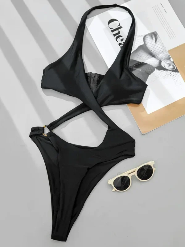 Maillot De Bain Une Pièce, Sexy, Échancré, Col Licou, Pour Femmes – Image 2