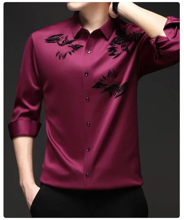 Nouvelle Chemise À Manches Longues Pour Hommes, Chemise Polaire Décontractée Anti-Rides Haut De Gamme Sans Trace Pour La Chaleur Des Affaires Et Le Repassage – Image 2