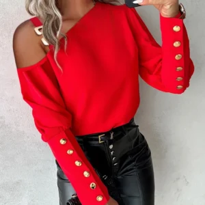 Mode lanterne manches bouton épissage chemise femmes