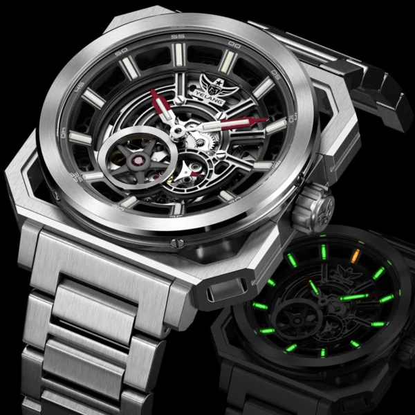 Yelang V1216 Hommes Montre Marque 42Mm Cadran Creux Mis5 8N40 Mouvement Automatique 100M Étanche Montre De Plongée Lumineux T100 Reloj – Image 6