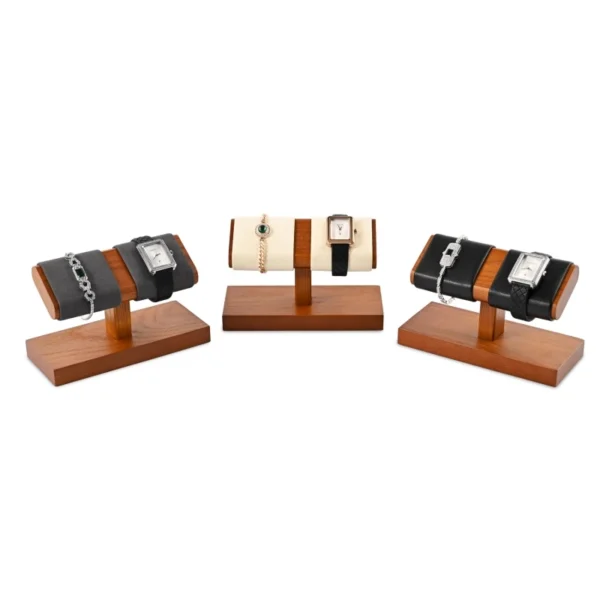 Oirlv Wooden Watch Stand Holder Solid Wood Tbar Bracelet Watch Holder Stand Wood Jewelry Display Organizer Stand Bracelet Holder – Image 2