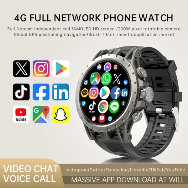 4G Full Netcom Android 9.0 4G Smart Watch 466*466 Amoled 1.43'' Screen Display Gps Wifi Hd Video Call 5Mp Camera Smartwatch Card – Image 6