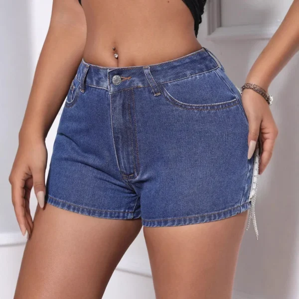 Nouvelle Chaîne De Mode Frangée Déchiré Short En Jean Femmes – Image 4