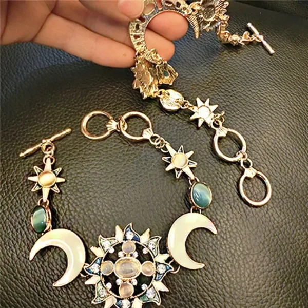 Fashion Bohemian Style Asymmetry Sun Moon Star Shape Bracelet Natural Rhinestone Stone Opal Bracelets For Women Jewelry Gifts – Image 5