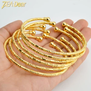 6 pièces/ensemble Dubai bracelets ensemble pour femmes couleur or
