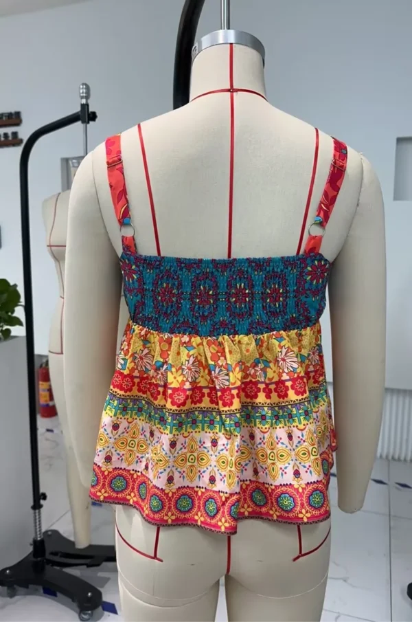 Gaono Women Summer Camisole Casual Vintage Floral Print Spaghetti Strap Tank Tops Sleeveless T-Shirt For Club Streetwear – Image 6