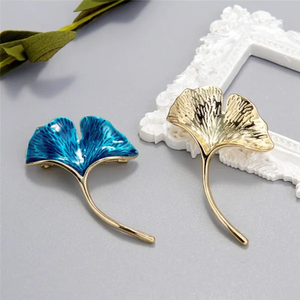 Retro Elegant Ginkgo Leaf Brooches For Women Wedding Party Flower Brooches Pin Fashion Bijouterie A – Image 5