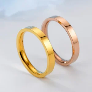 Maxmoon Stainless Steel Rings Rose Gold Anti-allergy Smooth Simple Wedding Couples Rings Bijouterie