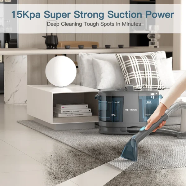 Prettycare Carpet&Amp;Spot Vacuum Cleaner Pc808, Upholstery Vacuum Cleaner With Wet Sprayer, Spray/Wipe/Vacuum, 30Mins, 1.4M Hose – Image 2