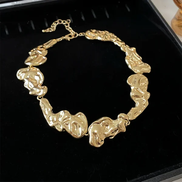 Punk Irregular Metal Necklace Women'S Fashion Exaggerated Geometric Necklace Simple Gold Color Silver Color Collar Party Jewelry – Image 3
