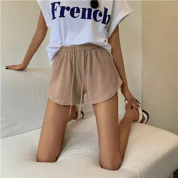 Short À Lacets Élastique Pour Femme, Short De Fitness, Short De Course, Pantalon De Sport Large, Pantalon De Sport Décontracté, Été – Image 3