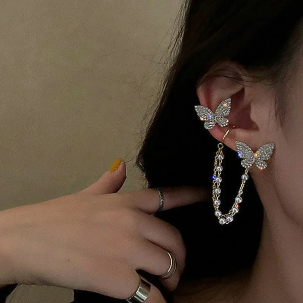 Fashion Asymmetric Butterfly Stud Earrings Ear Bones Clip Earrings For Women Bijouterie Jewelry Ear Clip