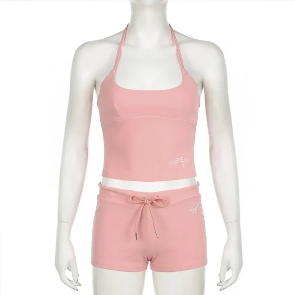 Gaono Low Waist Shorts And Crop Top Sets Woman 2 Piece Y2K Summer Holiday Outfits Womens Beach Wear Kawaii Y2K Clothes – Image 6