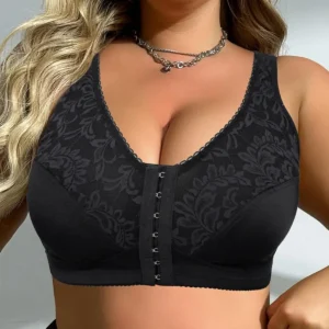 BEAUWEAR 7 crochets fermeture avant sans doublure mince confort soutien-gorge sans fil plaine florale pleine tasse minimiseur Bralette