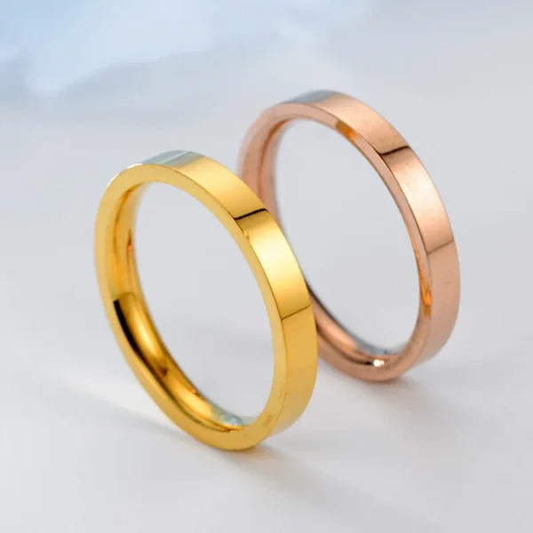 Maxmoon Stainless Steel Rings Rose Gold Anti-Allergy Smooth Simple Wedding Couples Rings Bijouterie