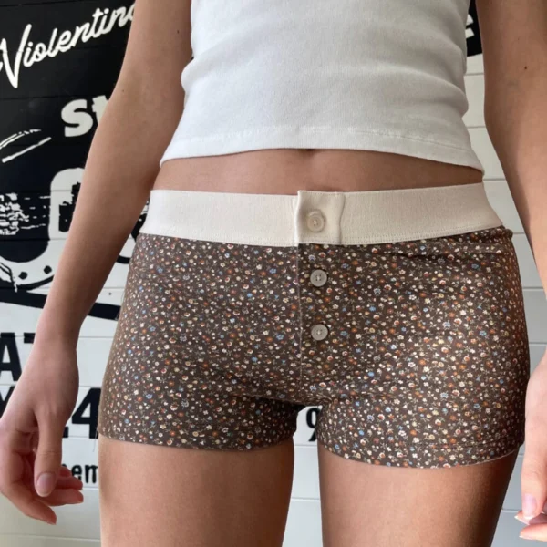 Gaono Women Y2K Mini Lounge Shorts Floral Low Waist Micro Shorts Graphic Fitted Boy Shorts Cute Pajama Bottoms – Image 5