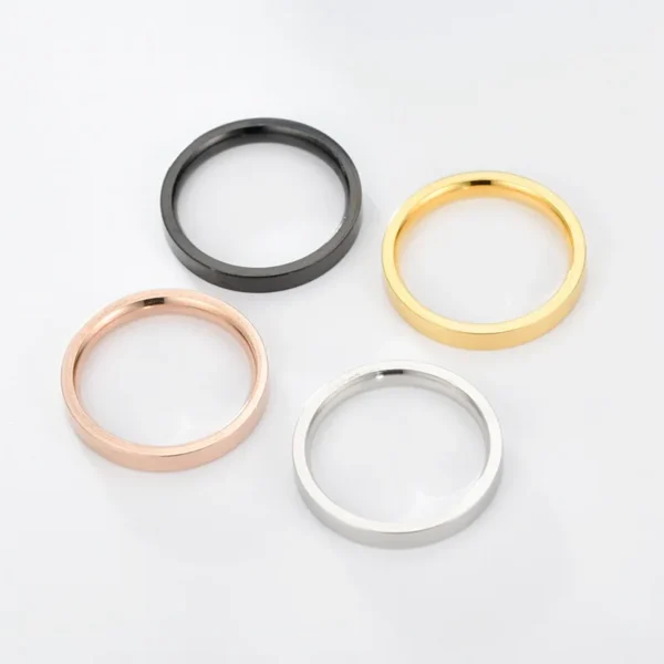 Maxmoon Stainless Steel Rings Rose Gold Anti-Allergy Smooth Simple Wedding Couples Rings Bijouterie – Image 6