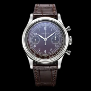 FARASUTE hommes chronographe montre 38mm montres de luxe Panda manuel mécanique montre-bracelet arqué incurvé miroir bracelet en cuir ST19