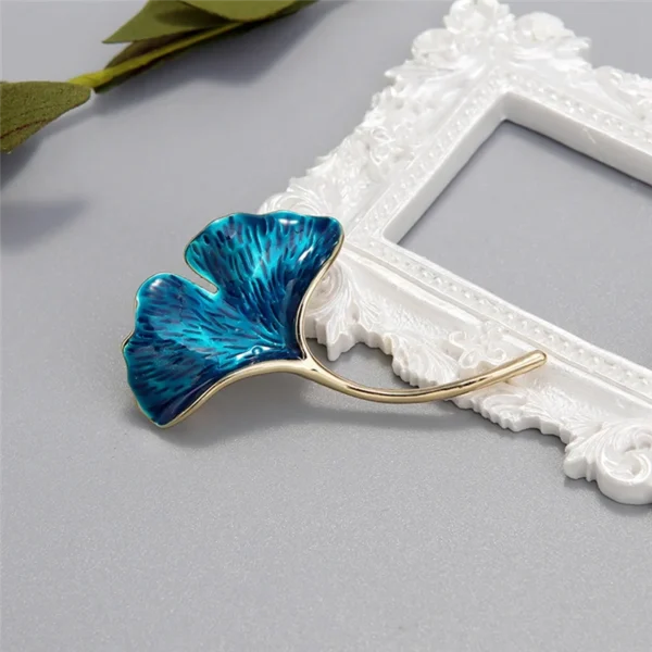 Retro Elegant Ginkgo Leaf Brooches For Women Wedding Party Flower Brooches Pin Fashion Bijouterie A – Image 6