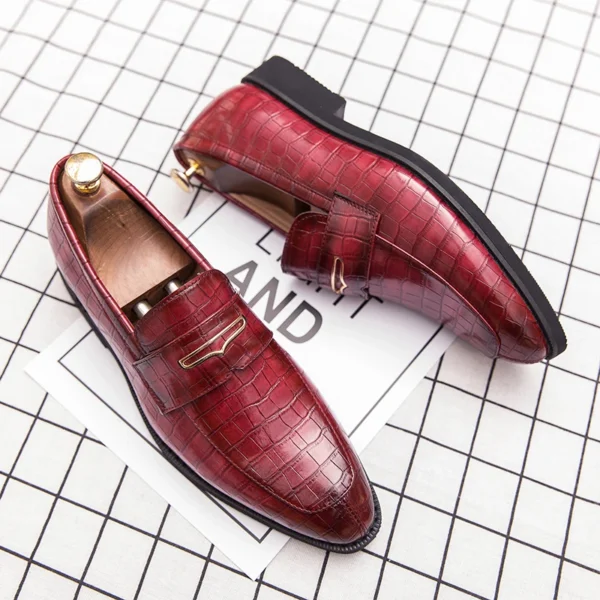 Chaussures Hommes Cuir Original Italien Classique Bleu Penny Mocassins Chaussures Rouge Chaussures Habillées Chaussures De Mariage Hommes Chaussures Plates Formelles Grande Taille: 38-48 – Image 2