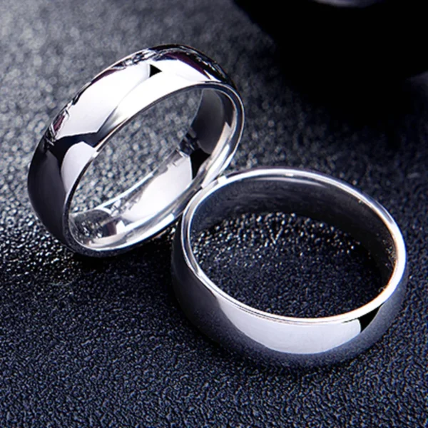 Maxmoon Titanium Steel Rose Gold Anti-Allergy Smooth Simple Wedding Couples Rings Bijouterie For Man Or Woman Gift – Image 6