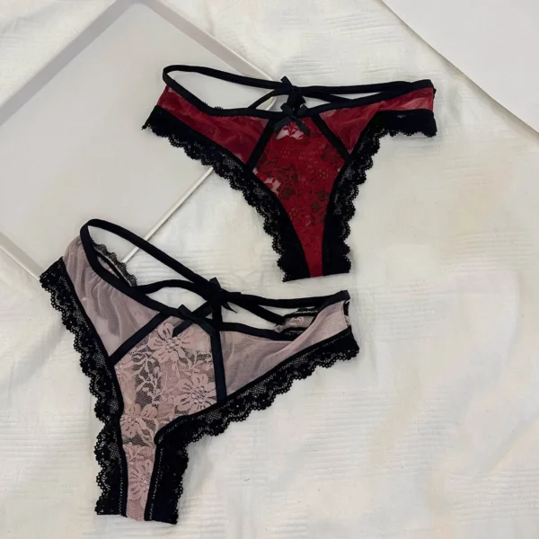 Women Panties French Sexy Lace Low Waist Pure Desire Hollow Breathable Girl Underwear Summer Sous-Vêtements Pour Femmes – Image 3