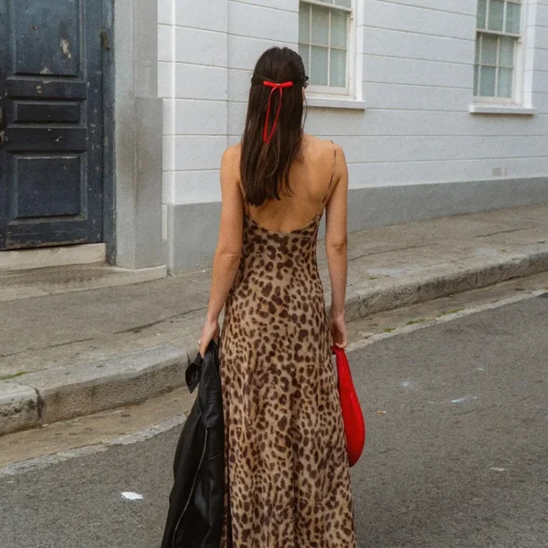 Leopard Printed Evening Dress Sexy Strap – Image 2