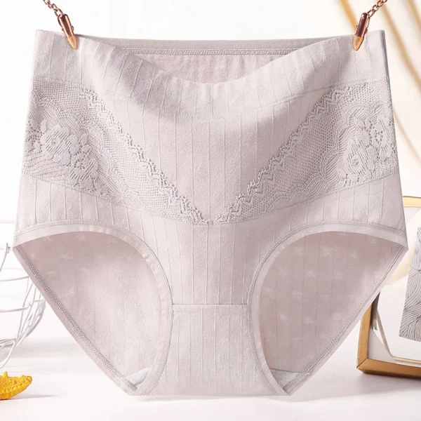 Culottes En Coton Pour Femmes, Sous-Vêtements Grande Taille, En Dentelle, Slips Taille Haute, Respirants, Solides, Lingerie, 2 Pièces – Image 4