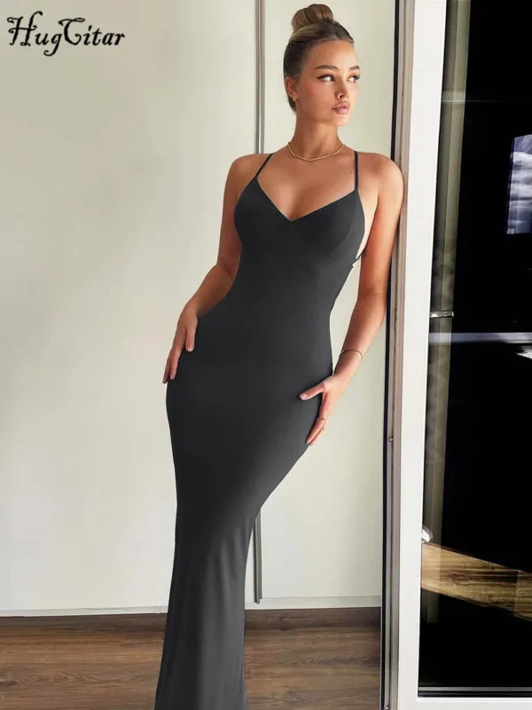 Hugcitar-Robe De Bal Froncée Pour Femme, Tenue Décontractée, Dos Aux, Couleur Unie, Sexy, Y2K, Ixd'Anniversaire, Festival, Été 2024 – Image 3