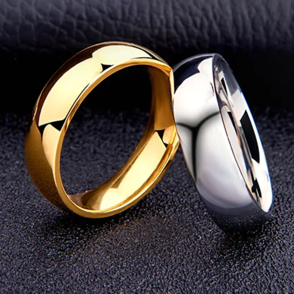 Maxmoon Titanium Steel Rose Gold Anti-Allergy Smooth Simple Wedding Couples Rings Bijouterie For Man Or Woman Gift – Image 5