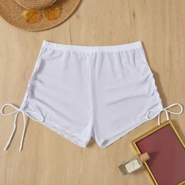 Short De Bain Sexy En Maille Taille Haute Avec Cordon De Serrage – Image 5