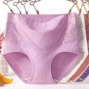 Culottes en coton pour femmes, sous-vêtements grande taille, en dentelle, slips taille haute, respirants, solides, lingerie, 2 pièces