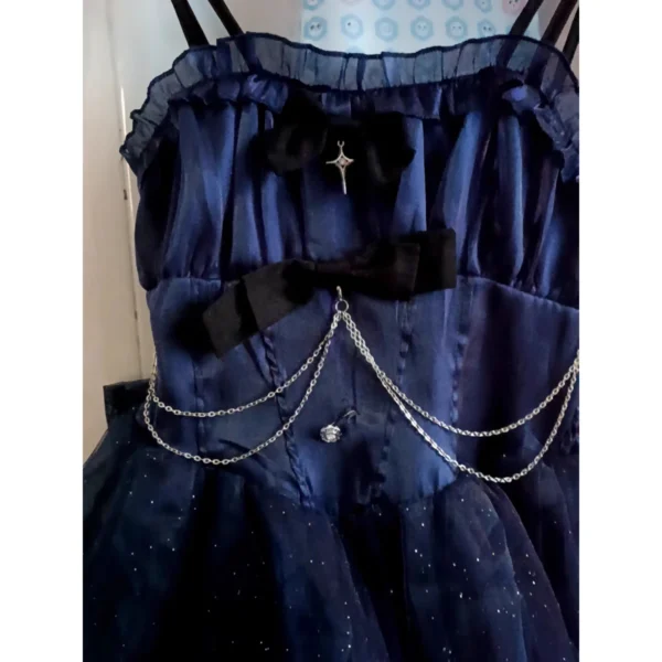 Femmes Kawaii Volants Nœud Jarretelle Robes De Princesse Victorien Gothique Lolita Jsk Mini Robe Fille Douce Fée Fête Traînant Robe – Image 4