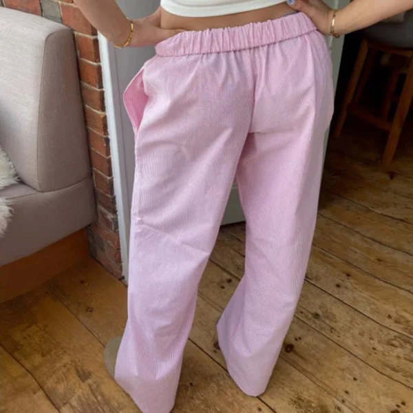 Gaono Casual Striped Drawstring Wide Leg Pants Chic Women Fashion Streetwear Vintage Sweatpants Lounge Outfits Female Trousers – Image 2