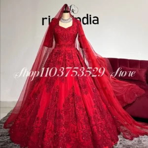 Robe de soirée rouge à perles en dentelle pailletée pour femme