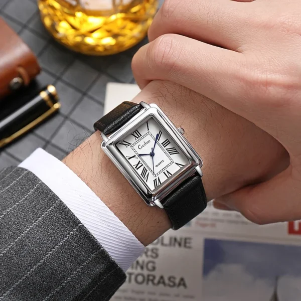 Nouvelle Montre De Mode Concepteur Cadran Rectangulaire Montre À Quartz Pour Hommes Bracelet En Cuir Décontracté Montre-Bracelet D'Affaires De Luxe Relogio Masculino