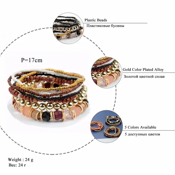 2017 Bohemian Fashion Jewelry Mutilayer Beads Bracelets &Amp; Bangles For Women Elastic Strand Pulseras Mujer Femme Bijouterie – Image 3