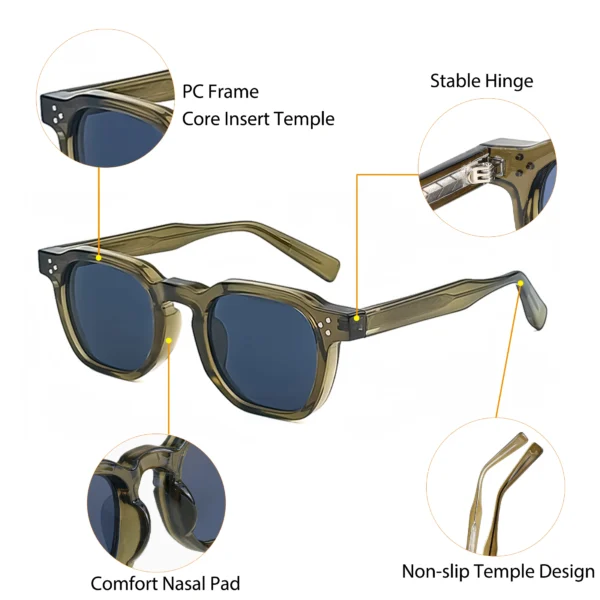 Caterside Nouveau Rétro Punk Hommes Lunettes De Soleil Carré – Image 5