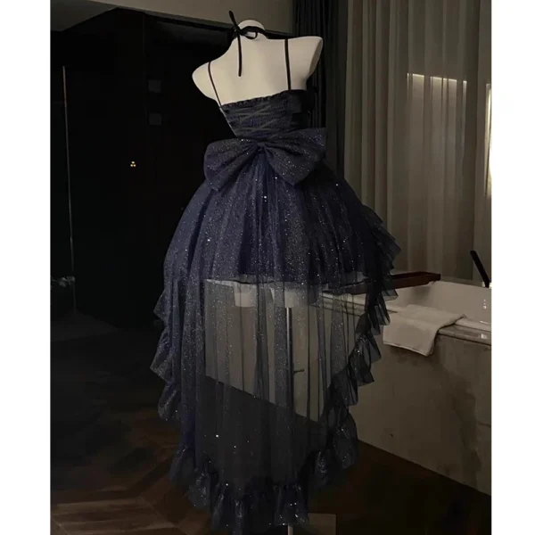 Femmes Kawaii Volants Nœud Jarretelle Robes De Princesse Victorien Gothique Lolita Jsk Mini Robe Fille Douce Fée Fête Traînant Robe – Image 6