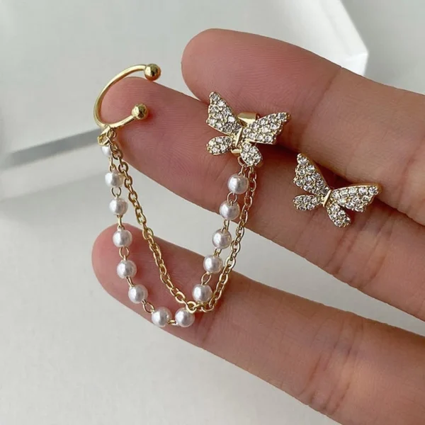 Fashion Asymmetric Butterfly Stud Earrings Ear Bones Clip Earrings For Women Bijouterie Jewelry Ear Clip – Image 5