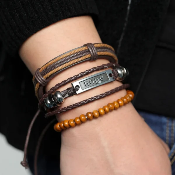 Fnio 2022 Punk Evil Eye Leaves Pendant Multilayer Leather Bracelet Man Woman Charm Life Tree Jewelry Bangle Bijouterie – Image 5