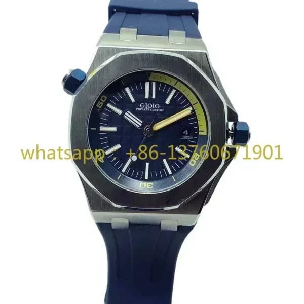 High Quality Automatic Watch Men Mechanical Watches Stainless Steel Black Blue Rubber Luminous For Oaks Style – Image 2