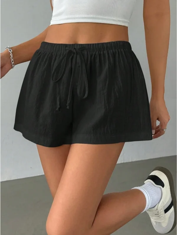 Été Rayé Imprimé Nouveaux Shorts Mode Femmes Bouton Cordon Taille Haute Poche Court Surdimensionné Pantalon De Survêtement Plage Femme Vêtements – Image 2