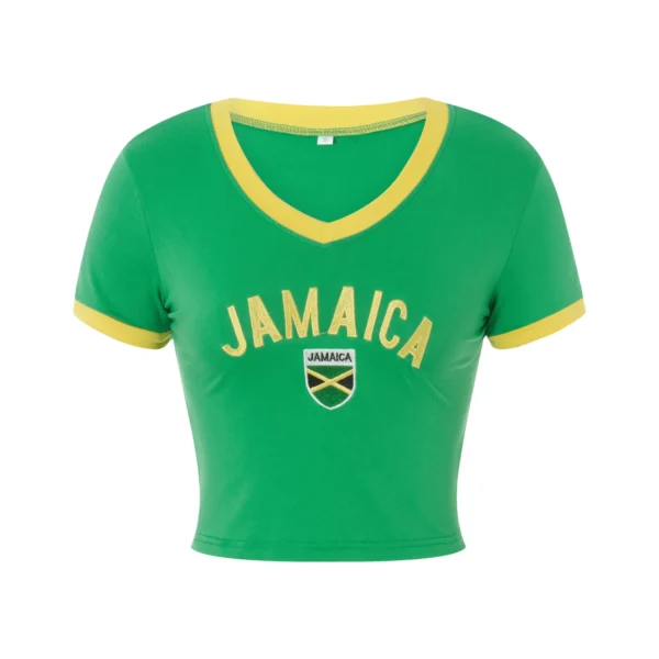 Gaono Jamaica Shirts For Women Baby Tees Graphic Y2K Crop Tops Short Sleeve Grunge T-Shirt Summer Aesthetic Fairycore Clothing – Image 6