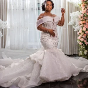 Robe de Mariée Citrobeads Kendny Scoop Personnalisée de Haute Qualité, Grande Traîne, Manches sulfAfricaines, Grande Taille, pour les Patients, Quelle que soit