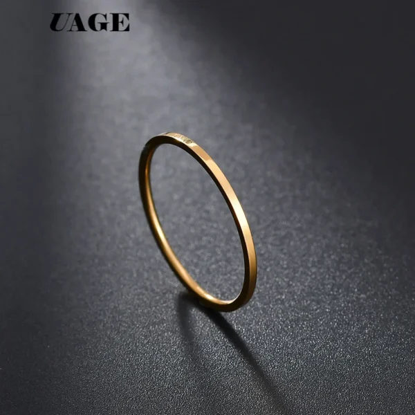 Uage Stainless Steel Rings Rose Gold Anti-Allergy Smooth Simple Personalized Custom Wedding Couples Rings Bijouterie – Image 4