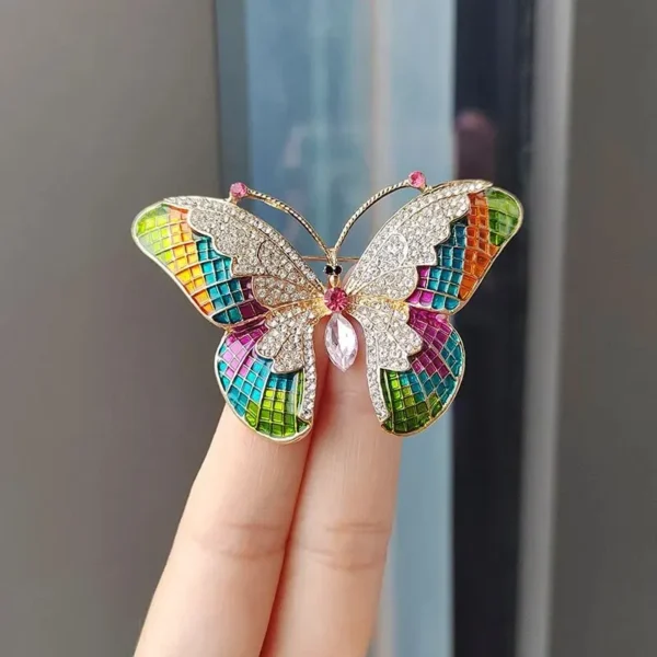 Trendy Multicolour Alloy Butterfly Brooches For Women Metal Crystal Insect Brooch Party Birthday Winter Jewelry – Image 3