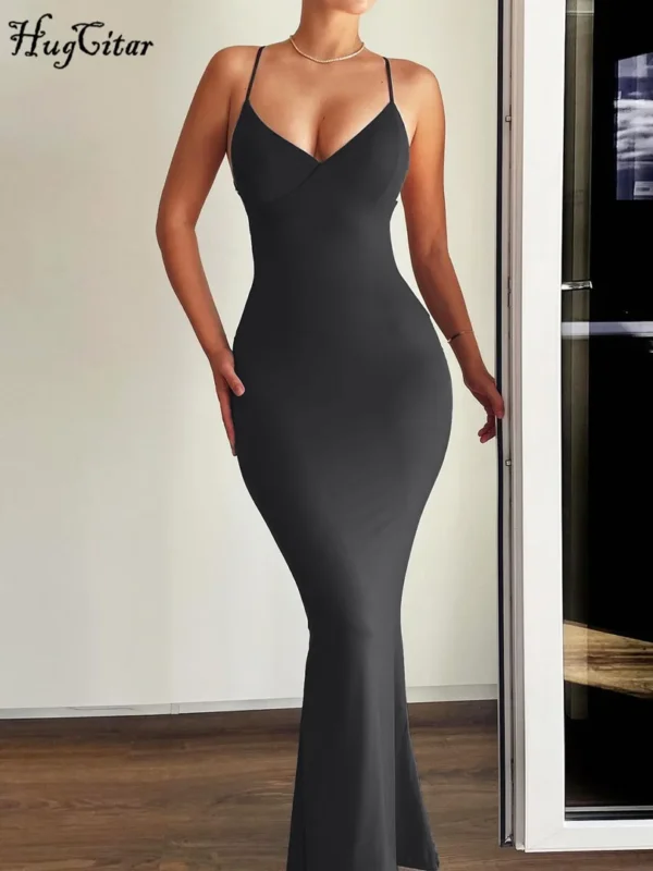 Hugcitar-Robe De Bal Froncée Pour Femme, Tenue Décontractée, Dos Aux, Couleur Unie, Sexy, Y2K, Ixd'Anniversaire, Festival, Été 2024 – Image 4