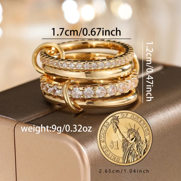 A Four-Ring Interlocking Ring With A Personalized Design Ins Style Suitable For Daily Wear And A Birthday Gift For Friends – Image 2