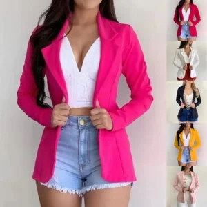 Blazer formel pour femmes, ensemble de travail de bureau, veste à poches, manteau, vêtements pour femmes, 2024